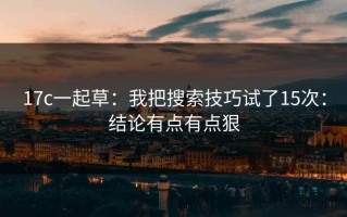 17c一起草：我把搜索技巧试了15次：结论有点有点狠