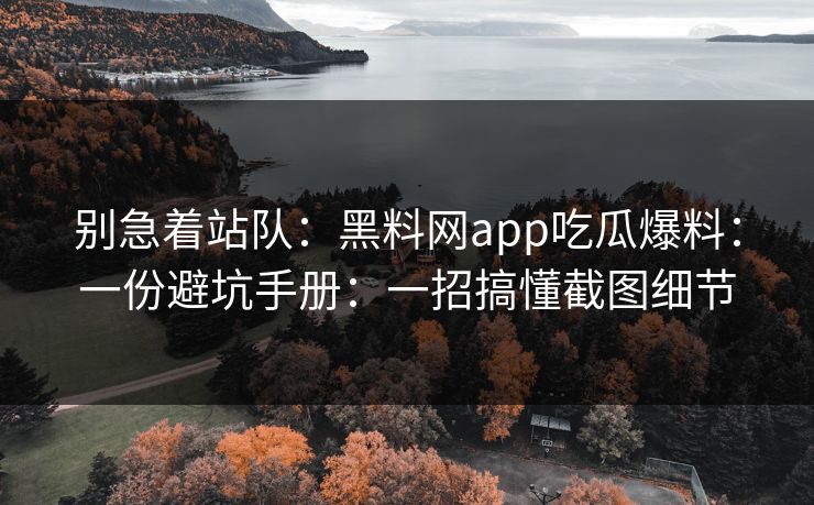别急着站队：黑料网app吃瓜爆料：一份避坑手册：一招搞懂截图细节-第1张图片-17c官网 - 无码高清每日更新